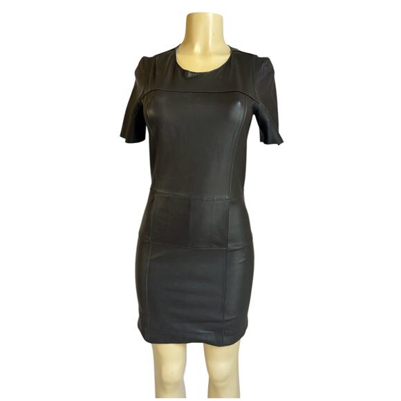 Tony Cohen Black 100% Real Leather Bodycon Mini Dress Women Size 2 -  www.ice4pros.com.br